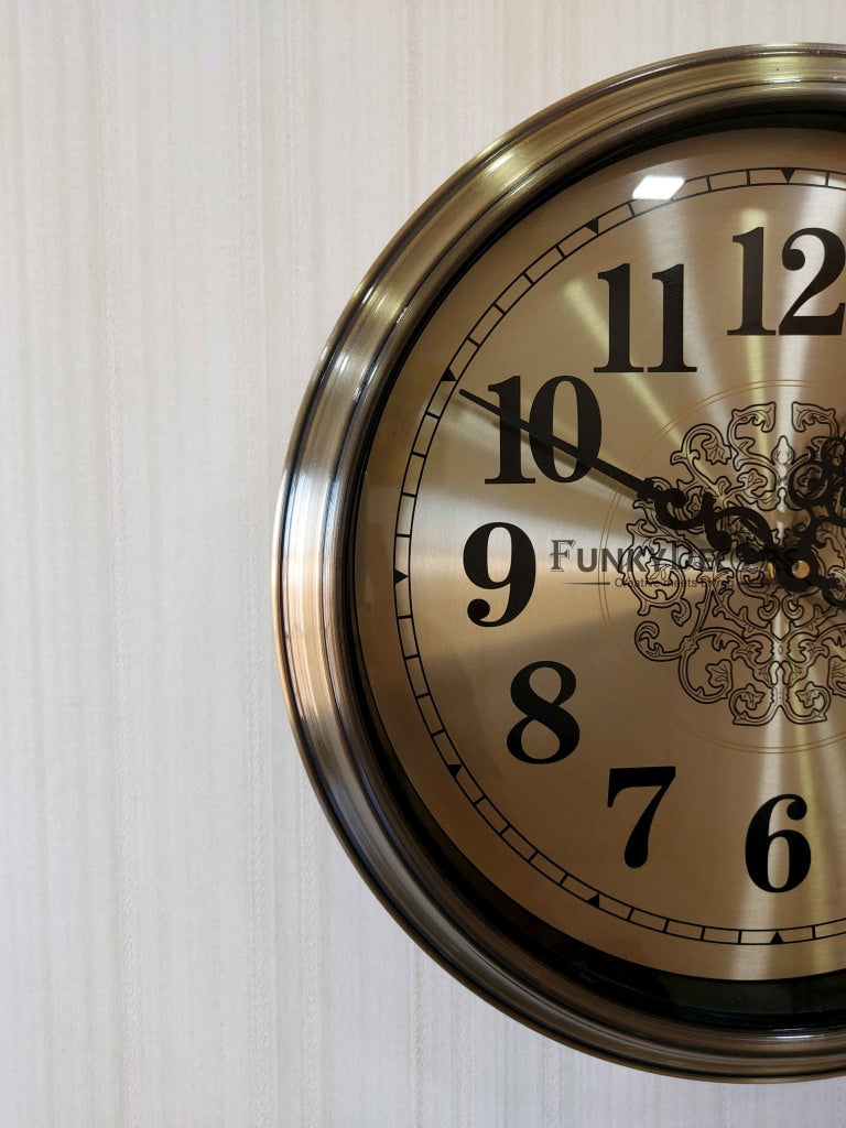 FunkyDecors Golden Elegant Design Wall Clock Watch Decor For Home Office And Gifts 42 Cm Tall