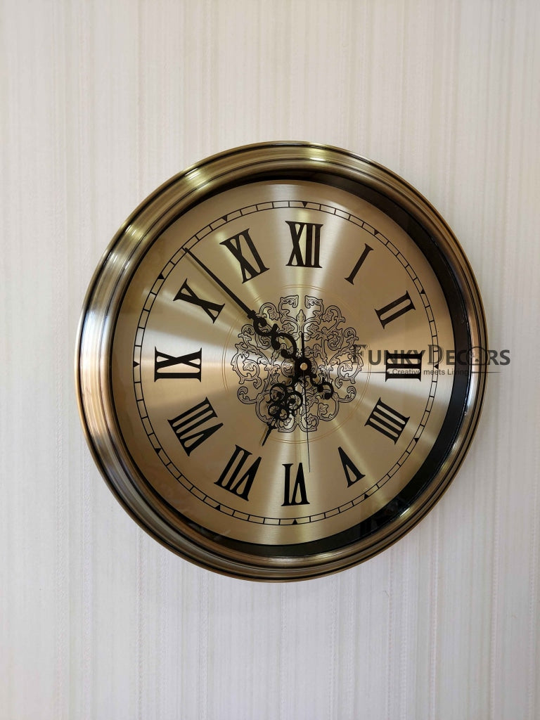 FunkyDecors Golden Elegant Design Wall Clock Watch Decor For Home Office And Gifts 42 Cm Tall