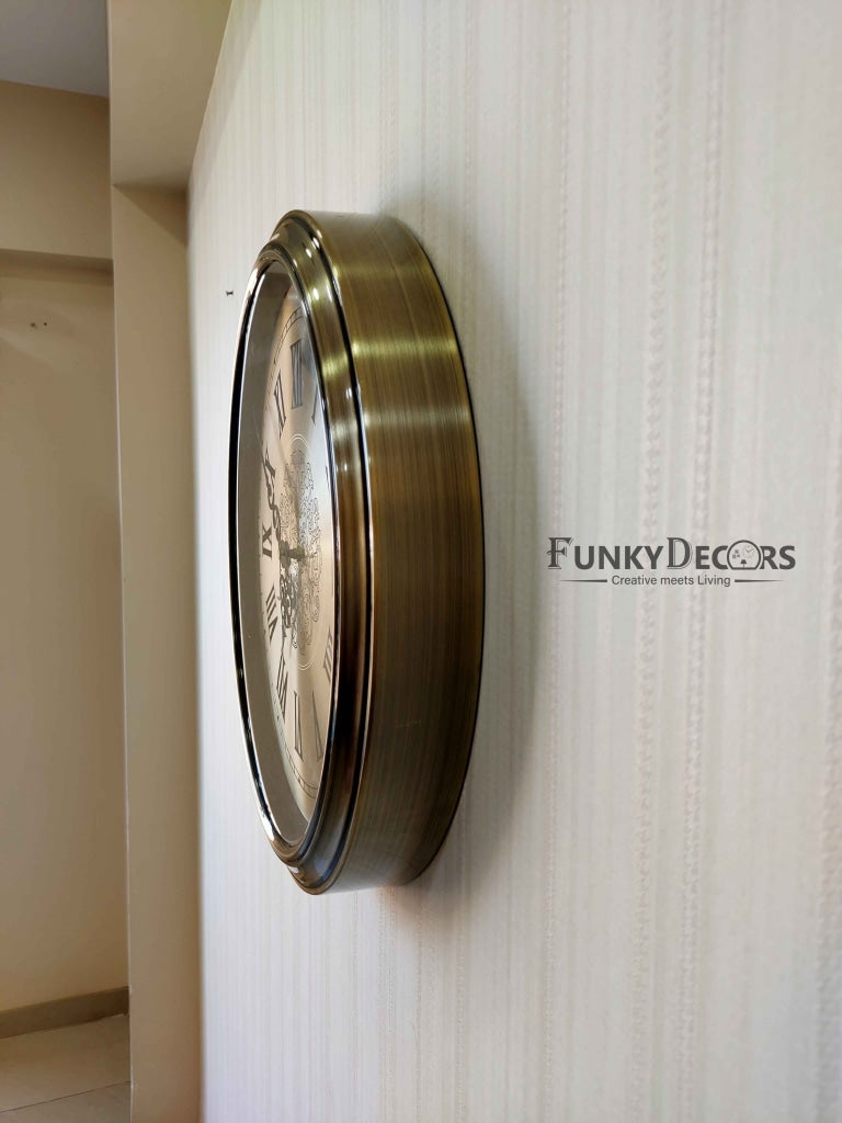 FunkyDecors Golden Elegant Design Wall Clock Watch Decor For Home Office And Gifts 42 Cm Tall