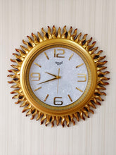 Load image into Gallery viewer, Funkytradition Golden Sun Shaped Wall Clock Watch Decor For Home Office And Gifts 60 Cm Tall Clocks

