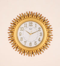 Load image into Gallery viewer, Funkytradition Golden Sun Shaped Wall Clock Watch Decor For Home Office And Gifts 60 Cm Tall Design
