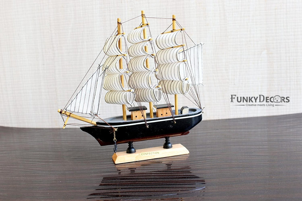 FunkyDecors Handmade Pirates Of Caribbean Ship Detailed Wooden Model Nautical Home Decor 30 Cm