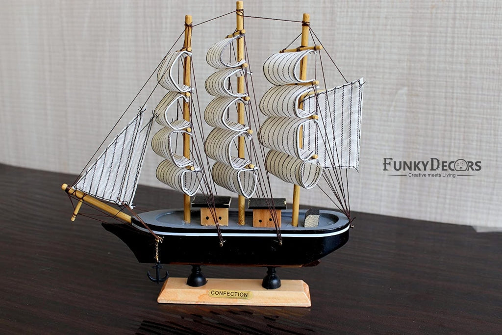 FunkyDecors Handmade Pirates Of Caribbean Ship Detailed Wooden Model Nautical Home Decor 30 Cm