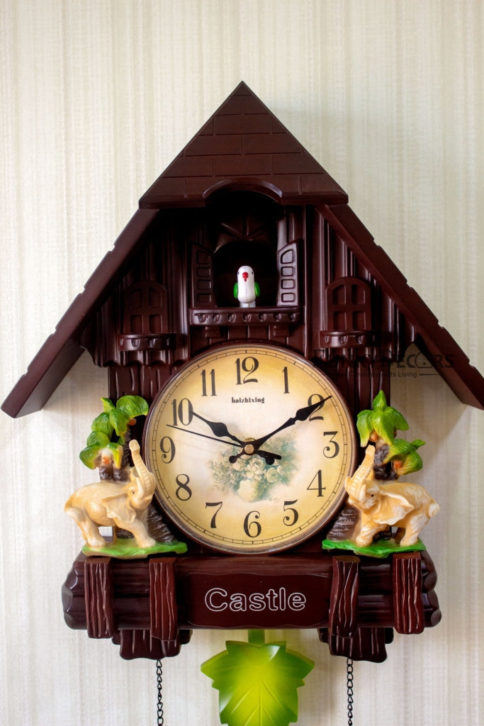 FunkyDecors Hanging Cuckoo Wall Clock For Home Office Decor And Gifts Brown 70 Cm Tall-