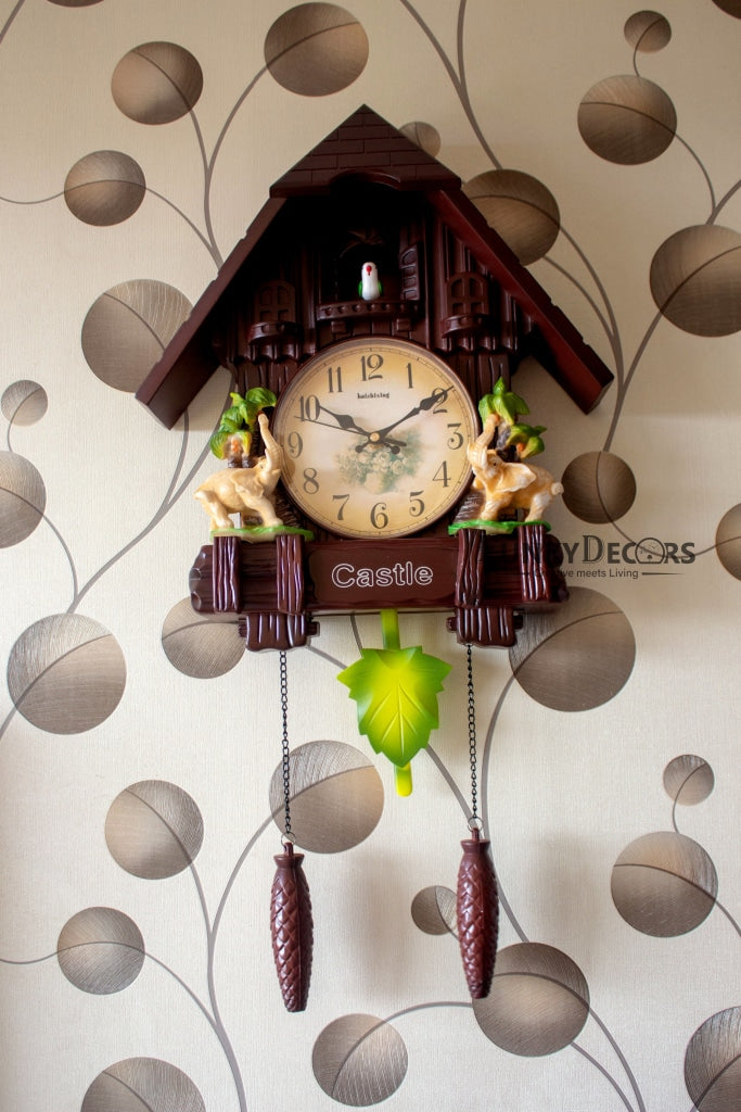 FunkyDecors Hanging Cuckoo Wall Clock For Home Office Decor And Gifts Brown 70 Cm Tall-