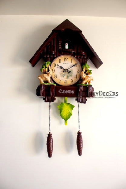 Funkytradition Hanging Cuckoo Wall Clock For Home Office Decor And Gifts Brown 70 Cm Tall-