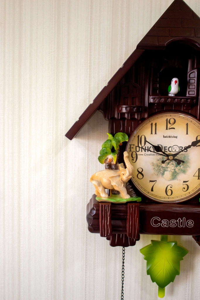 FunkyDecors Hanging Cuckoo Wall Clock For Home Office Decor And Gifts Brown 70 Cm Tall-