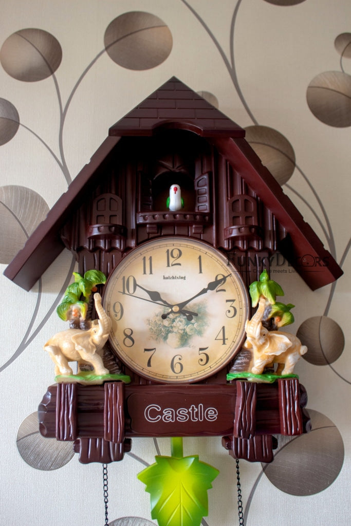 FunkyDecors Hanging Cuckoo Wall Clock For Home Office Decor And Gifts Brown 70 Cm Tall-