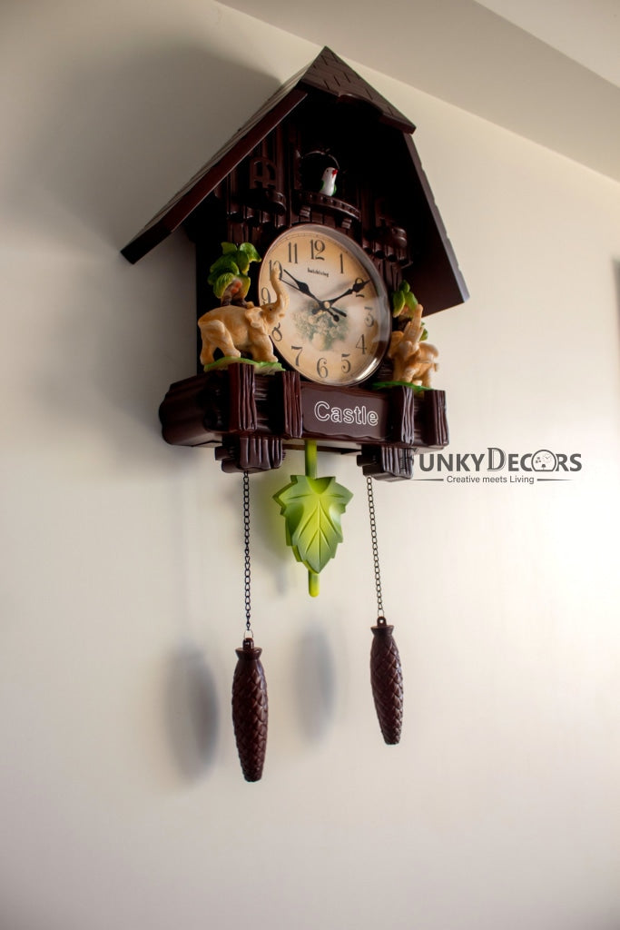 FunkyDecors Hanging Cuckoo Wall Clock For Home Office Decor And Gifts Brown 70 Cm Tall-