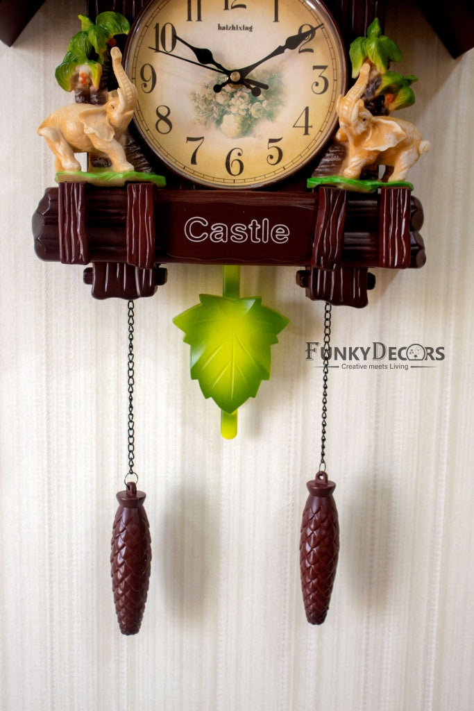 FunkyDecors Hanging Cuckoo Wall Clock For Home Office Decor And Gifts Brown 70 Cm Tall-