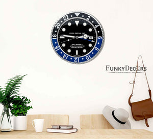 Funkytradition Luxury Black Blue Gmt Master Ii Stainless Steel Metal Wall Clock For Royal Home And