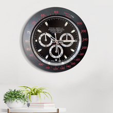 Load image into Gallery viewer, Funkytradition Luxury Black Chronograph Stainless Steel Wall Clock For Royal Home And Bungalows
