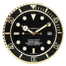 Load image into Gallery viewer, Funkytradition Luxury Black Golden Submariner Stainless Steel Wall Clock For Royal Home And
