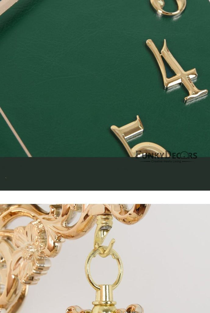FunkyDecors Luxury Look Deer Golden Green Round Wall Hanging Double Sided 2 Faces Retro Station