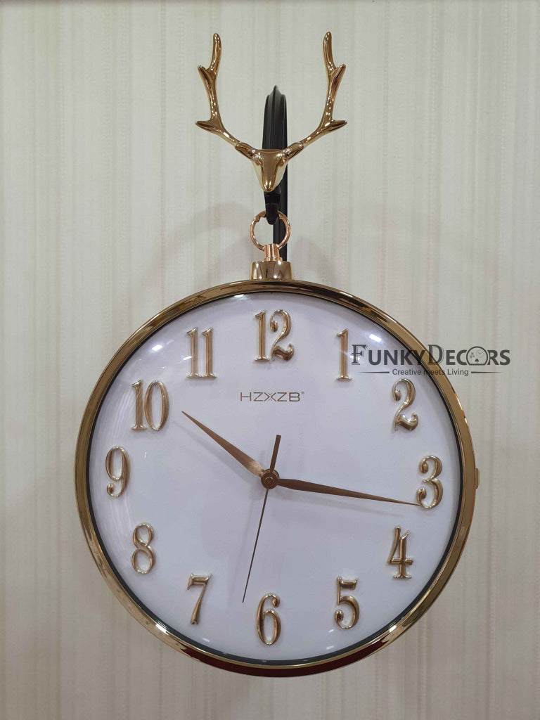 FunkyDecors Luxury Look Deer Golden Multicolor Round Wall Hanging Double Sided 2 Faces Retro