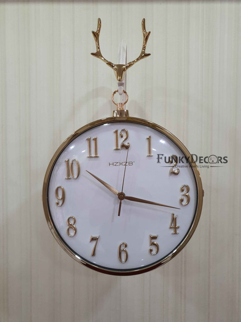 Funkytradition Luxury Look Deer Golden Multicolor Round Wall Hanging Double Sided 2 Faces Retro