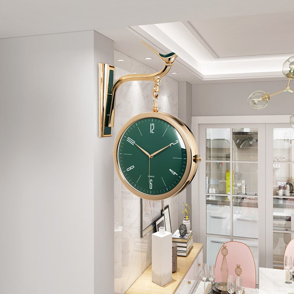 FunkyDecors Luxury Look Sparrow Golden Green And Black Round Wall Hanging Double Sided 2 Faces