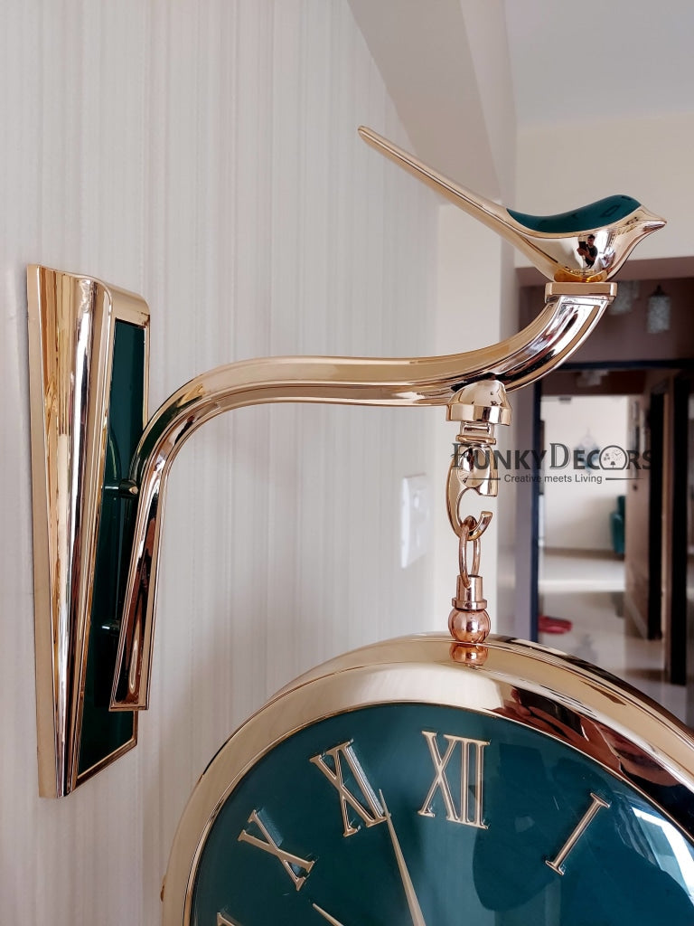 FunkyDecors Luxury Look Sparrow Golden Green Round Wall Hanging Double Sided 2 Faces Retro