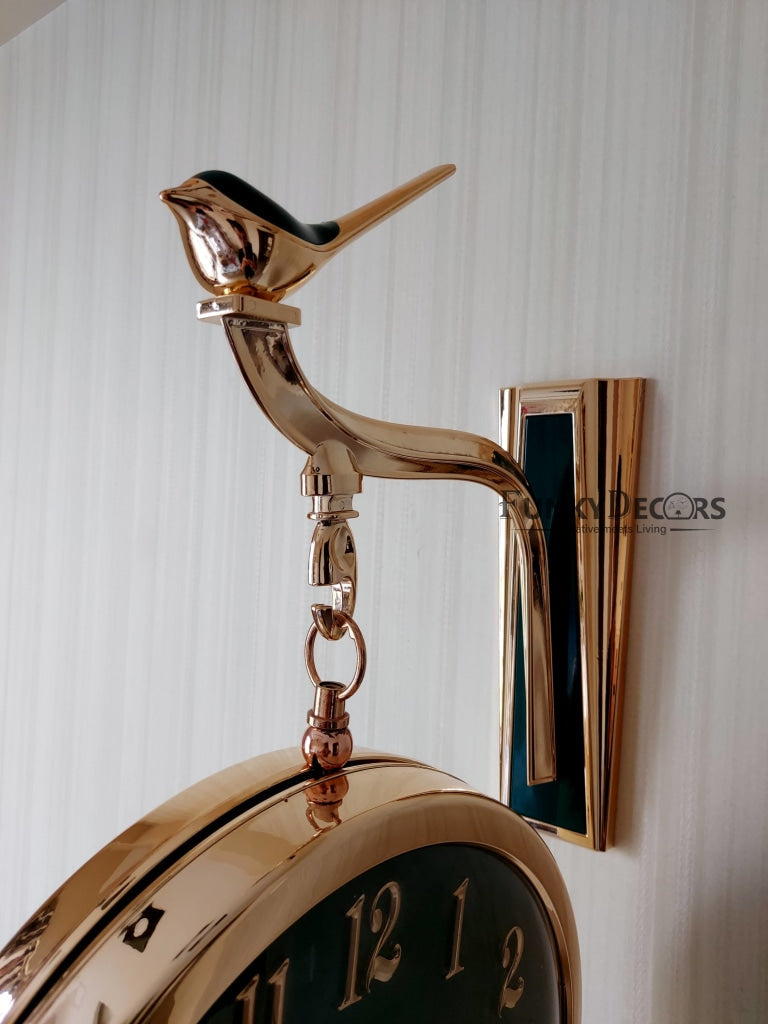 FunkyDecors Luxury Look Sparrow Golden Green Round Wall Hanging Double Sided 2 Faces Retro