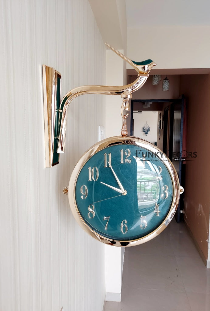 FunkyDecors Luxury Look Sparrow Golden Green Round Wall Hanging Double Sided 2 Faces Retro