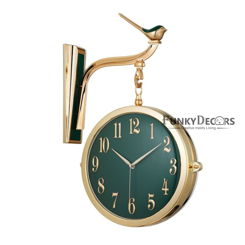 FunkyDecors Luxury Look Sparrow Golden Green Round Wall Hanging Double Sided 2 Faces Retro