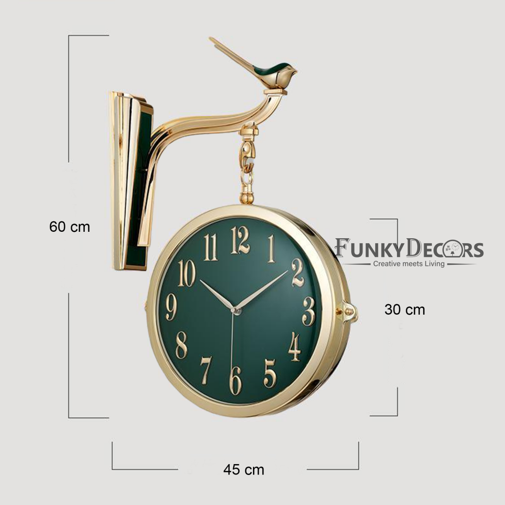 FunkyDecors Luxury Look Sparrow Golden Green Round Wall Hanging Double Sided 2 Faces Retro