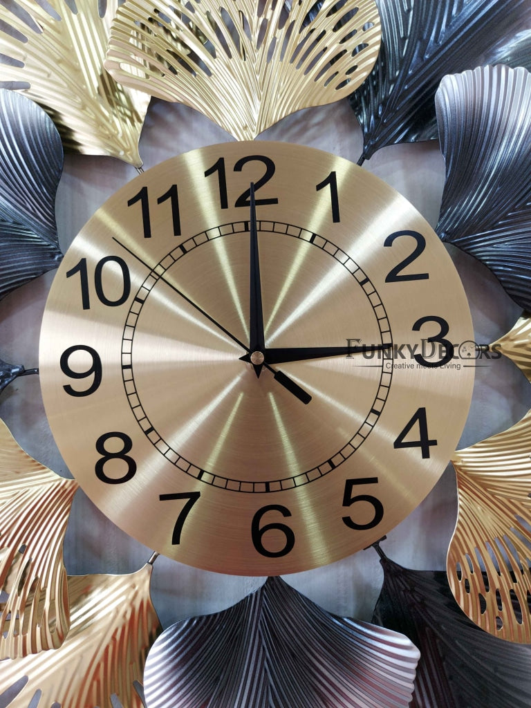 Funkytradition Luxury Multicolor Big Flower Design Silent Metal Wall Clock Watch Decor For Home