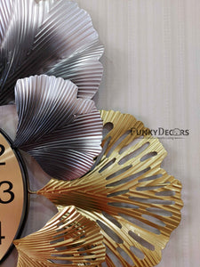Funkytradition Luxury Multicolor Big Flower Design Silent Metal Wall Clock Watch Decor For Home
