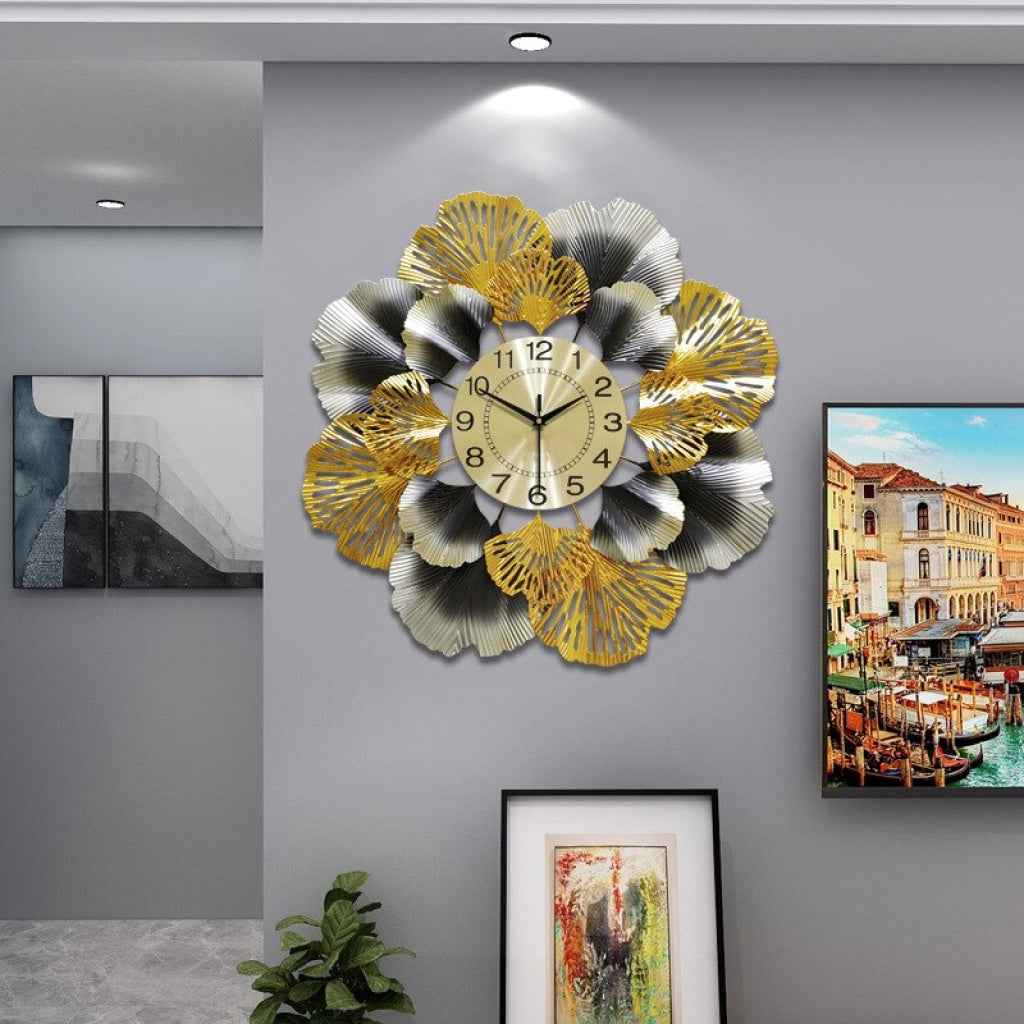 FunkyDecors Luxury Multicolor Modern Design Large Minimalist Silent Metal Wall Clock Watch Decor