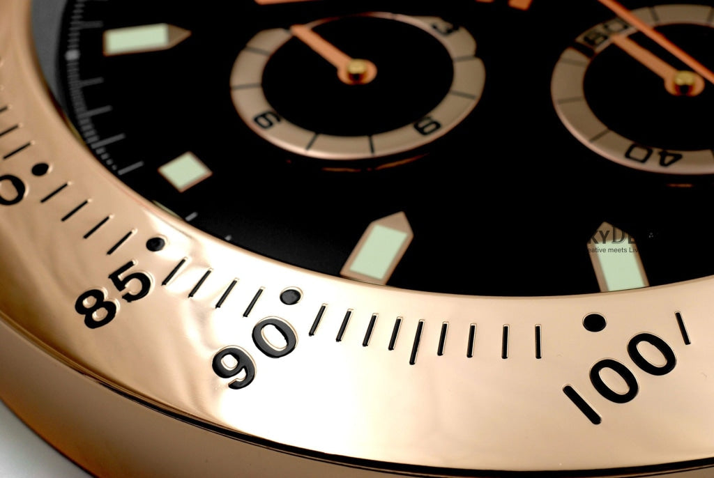 FunkyDecors Luxury Rose Gold Black Stainless Steel Wall Clock For Royal Home And Bungalows Watch