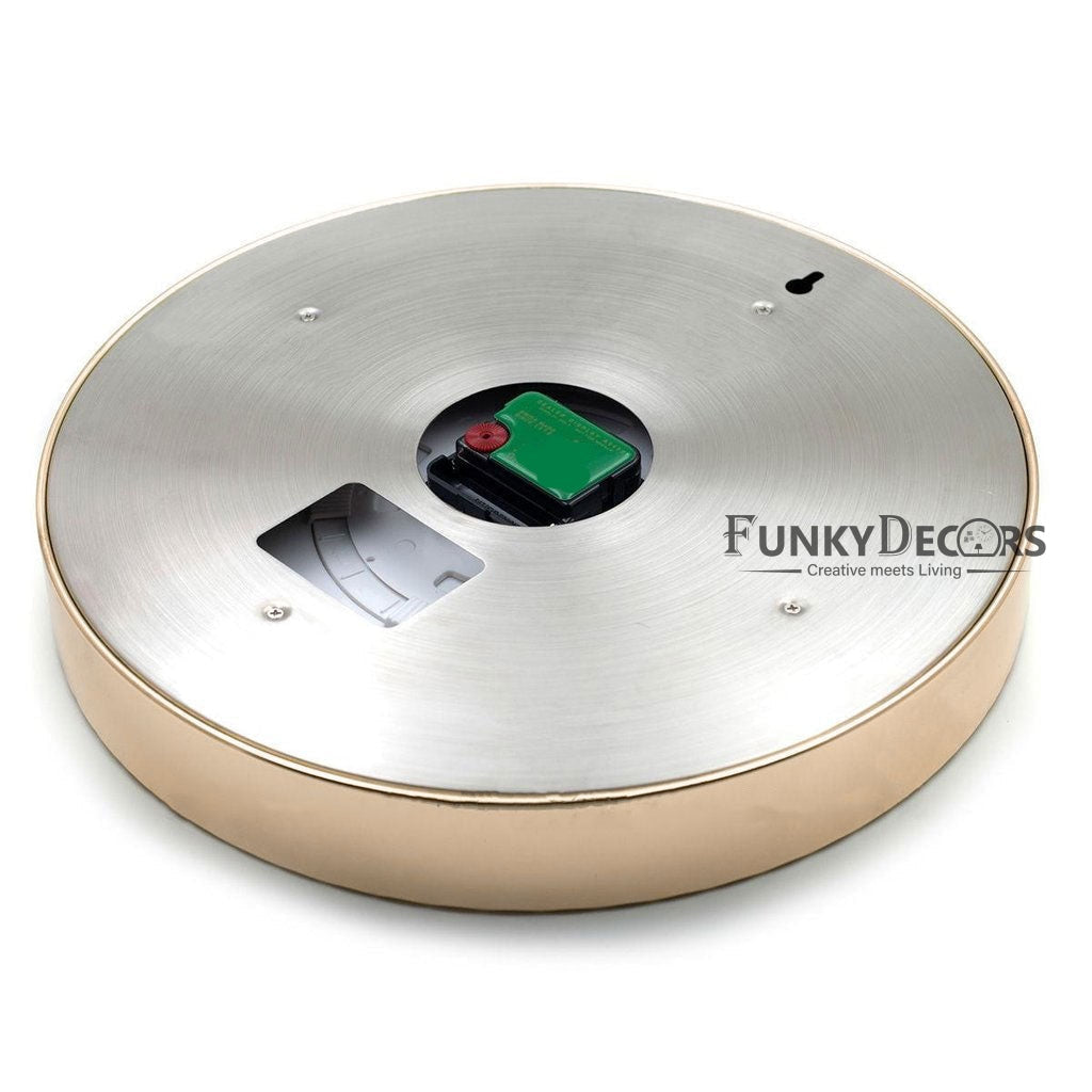 FunkyDecors Luxury Rose Gold Black Stainless Steel Wall Clock For Royal Home And Bungalows Watch