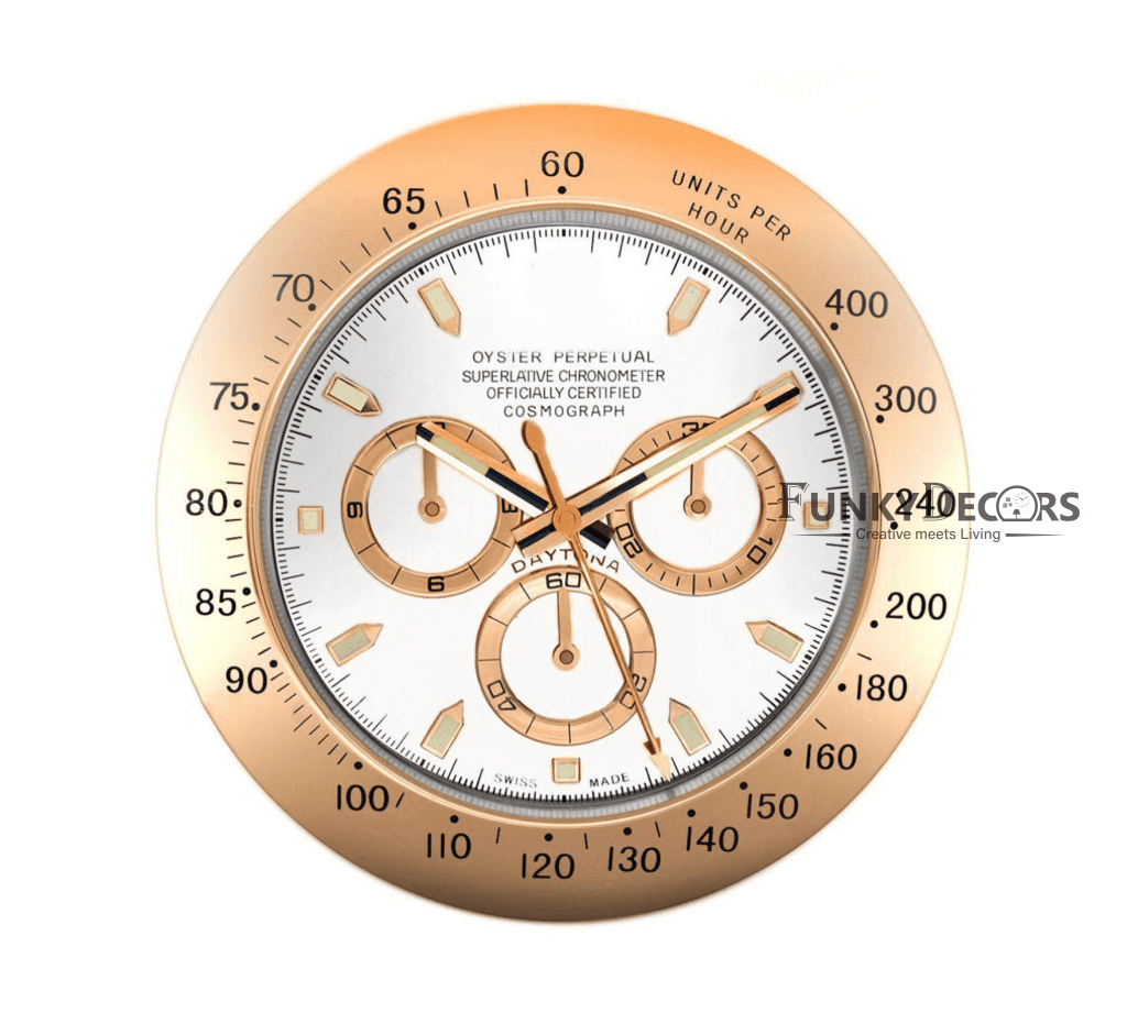 FunkyDecors Luxury Rose Gold Stainless Steel Wall Clock For Royal Home And Bungalows Watch Clocks