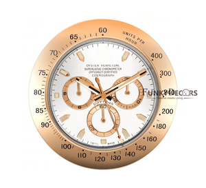Funkytradition Luxury Rose Gold Stainless Steel Wall Clock For Royal Home And Bungalows Watch Clocks