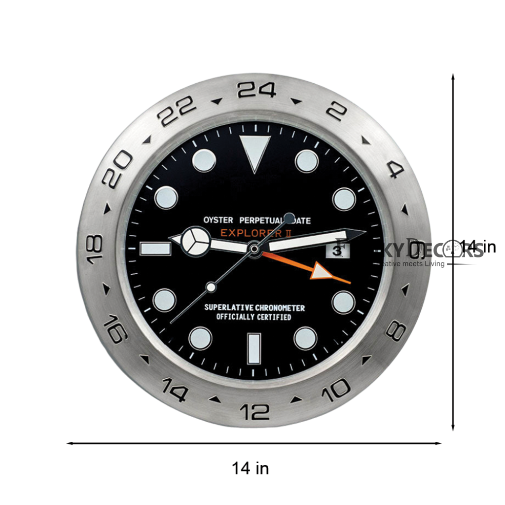 FunkyDecors Luxury Stainless Steel Wall Clock For Royal Home And Bungalows Watch Clocks