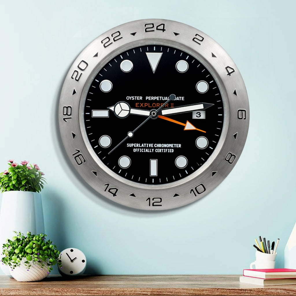 FunkyDecors Luxury Stainless Steel Wall Clock For Royal Home And Bungalows Watch Clocks