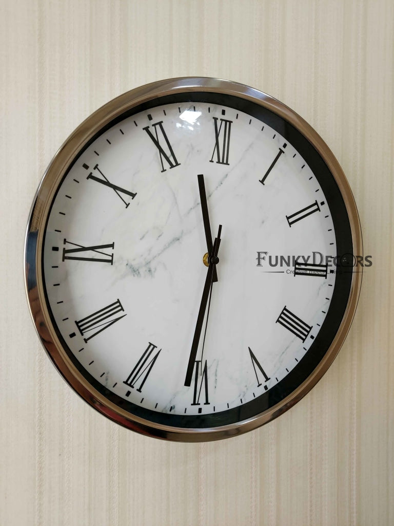FunkyDecors Marble Design Minimal Wall Clock Watch Decor For Home Office And Gifts 30 Cm Tall