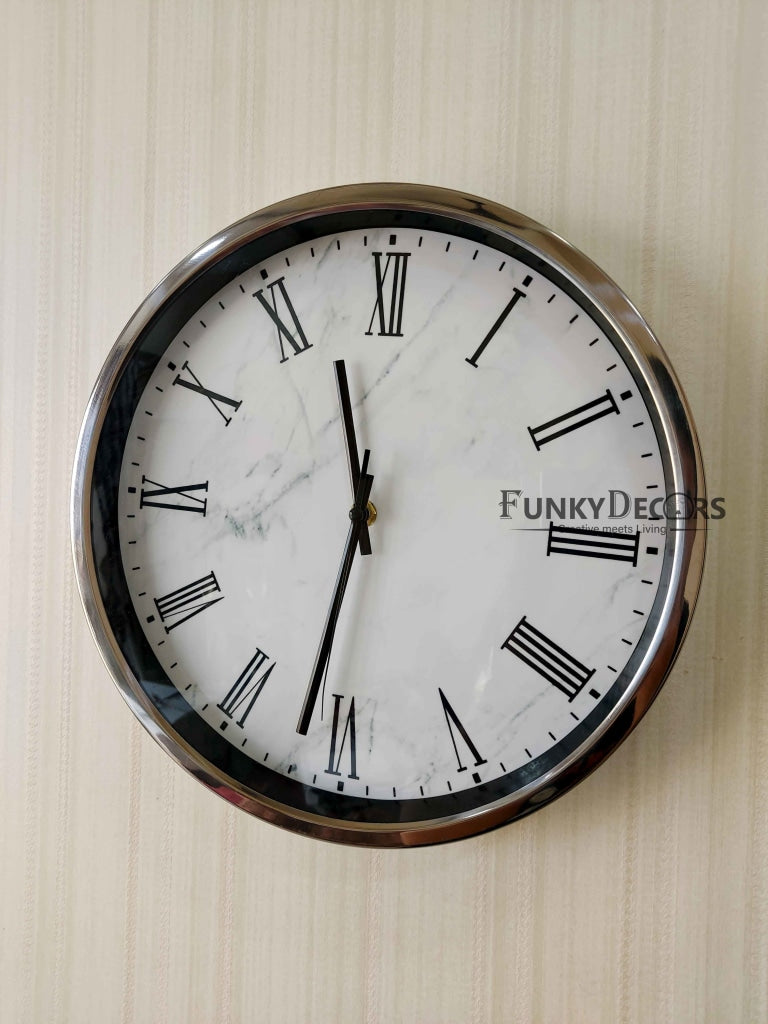 FunkyDecors Marble Design Minimal Wall Clock Watch Decor For Home Office And Gifts 30 Cm Tall