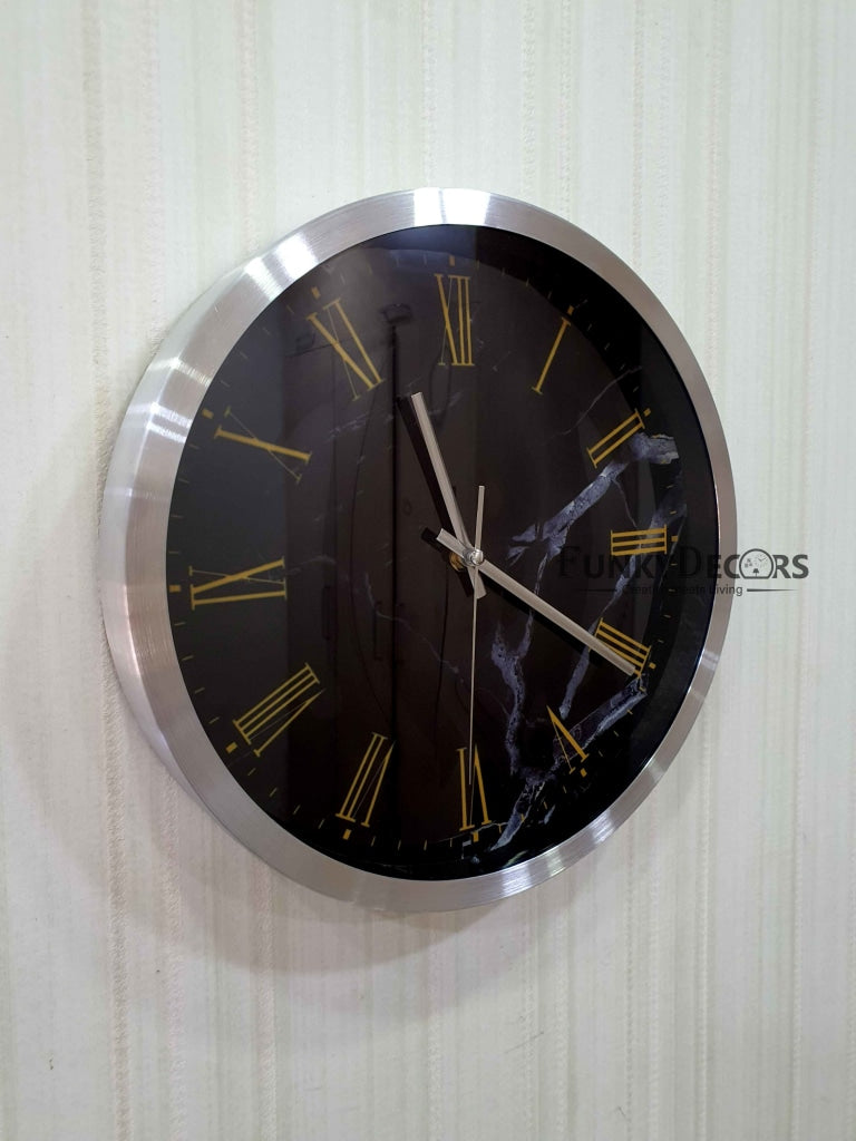 FunkyDecors Marble Design Minimal Wall Clock Watch Decor For Home Office And Gifts 30 Cm Tall
