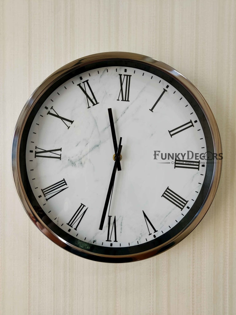FunkyDecors Marble Design Minimal Wall Clock Watch Decor For Home Office And Gifts 30 Cm Tall