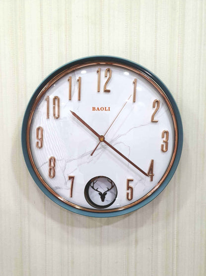 Funkytradition Marble Design Multicolor Reindeer Pendulum Wall Clock Watch Decor For Home Office And