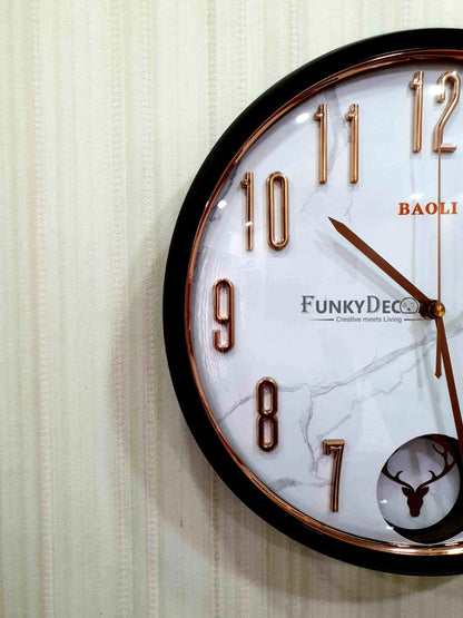 Funkytradition Marble Design Multicolor Reindeer Pendulum Wall Clock Watch Decor For Home Office And