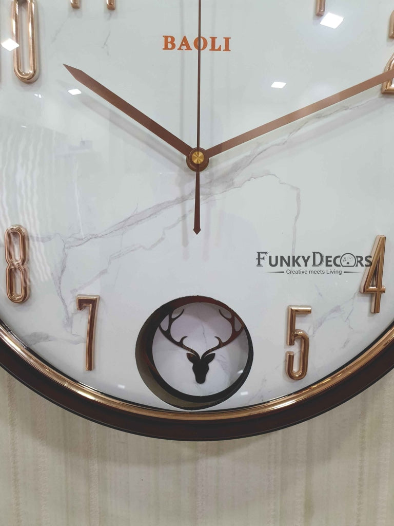FunkyTradition Marble Design Multicolor Reindeer Pendulum Wall Clock , Wall  Watch , Wall Decor for Home Office Decor and Gifts 34 CM Tall