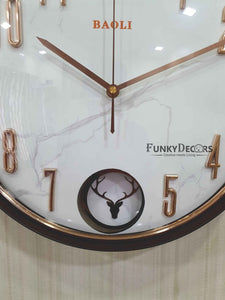 Funkytradition Marble Design Multicolor Reindeer Pendulum Wall Clock Watch Decor For Home Office And