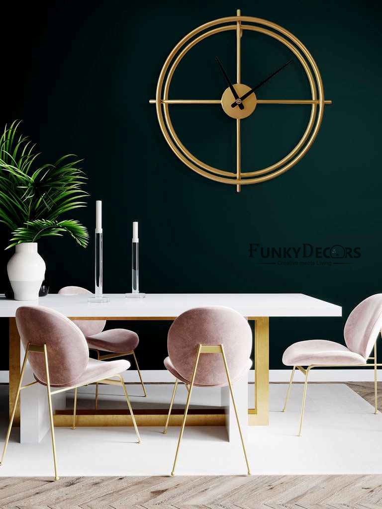 Funkytradition Minimal Golden Metal Wall Clock Watch Decor For Home Office And Gifts Clocks