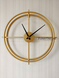 Funkytradition Minimal Golden Metal Wall Clock Watch Decor For Home Office And Gifts Clocks