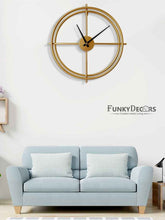 Load image into Gallery viewer, Funkytradition Minimal Golden Metal Wall Clock Watch Decor For Home Office And Gifts Clocks

