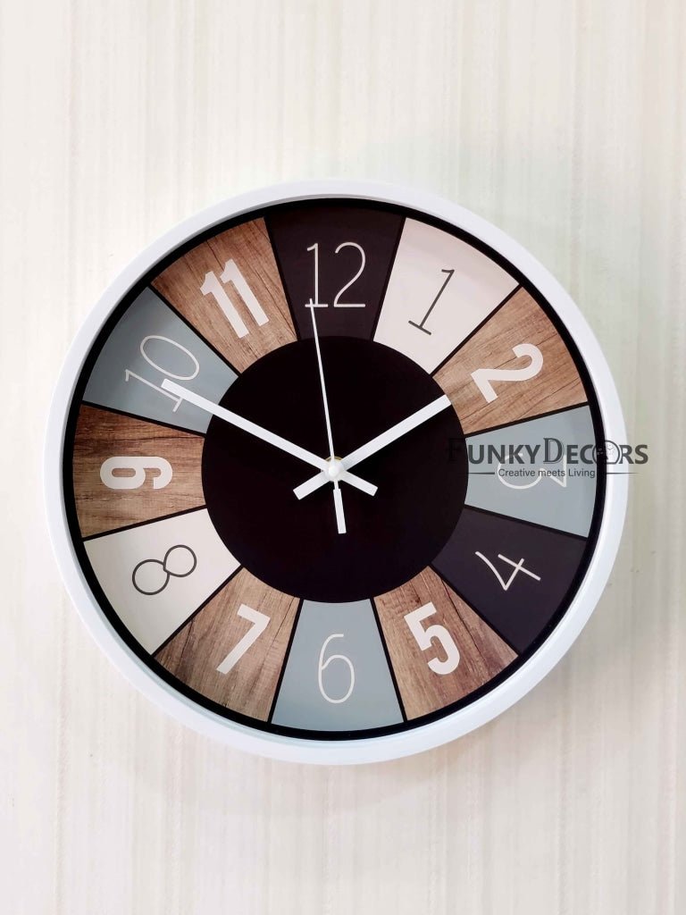 Funkytradition Minimal Multicolor Round Wall Clock Watch Decor For Home Office And Gifts 32 Cm Tall