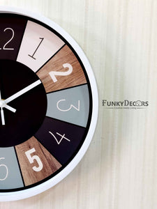 Funkytradition Minimal Multicolor Round Wall Clock Watch Decor For Home Office And Gifts 32 Cm Tall