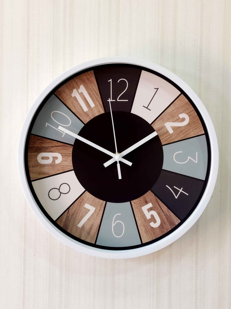 FunkyDecors Minimal Multicolor Round Wall Clock Watch Decor For Home Office And Gifts 32 Cm Tall