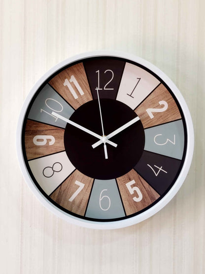 Funkytradition Minimal Multicolor Round Wall Clock Watch Decor For Home Office And Gifts 32 Cm Tall